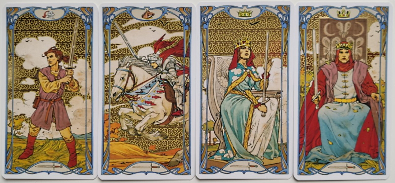 Hofkarten der Schwerter aus dem Golden Art Noveau-Tarot